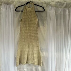 Knitted Cream Halter Dress